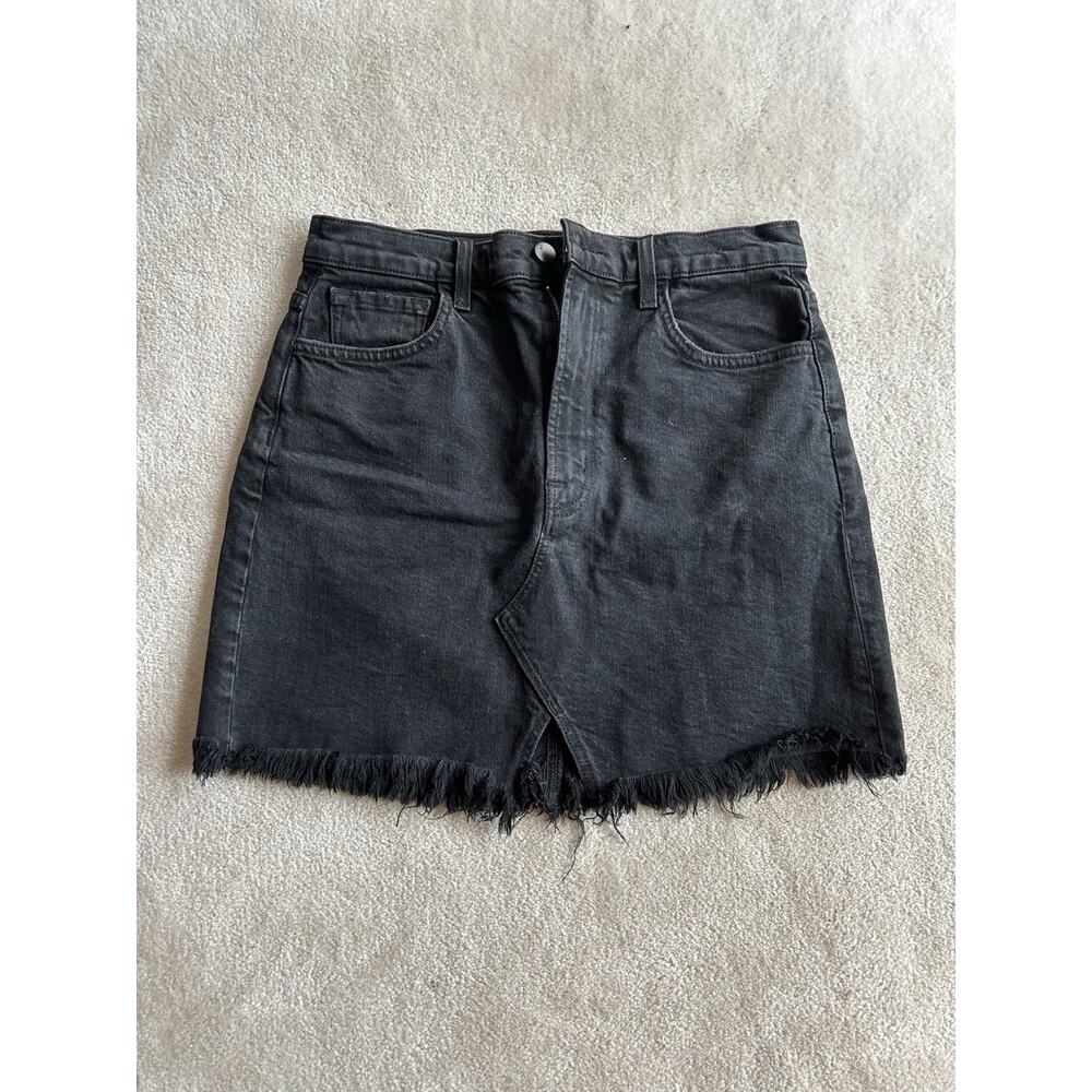 J Brand Denim Skirt Women’s Size 27 Black Distressed Raw Hem